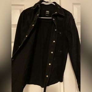 Zara denim black overshirt with scuffs